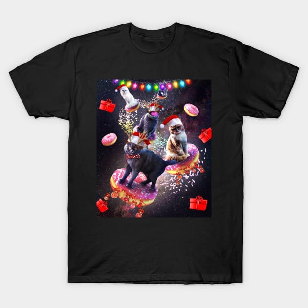 Space Donut Cat, Christmas Cats, Funny T-Shirt by Random Galaxy